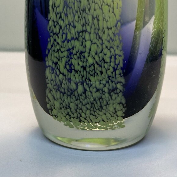 Handcrafted Art Glass Vase Green & Blue With Flared Rim Teleflora Murano Style - Picture 10 of 10